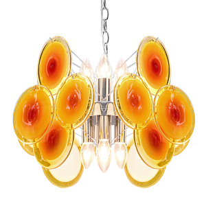 Люстра из оранжевых стеклянных дисков OrangeGlowing Reflectors