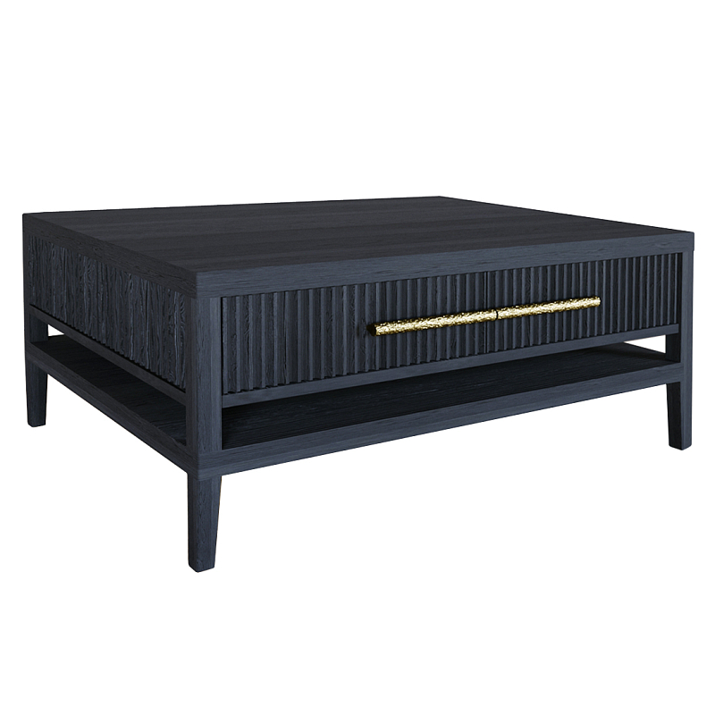 Кофейный стол Primo с двумя ящиками Черный дуб Черный матовый Золотой в Челябинске | Loft Concept 