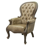 Кресло кожаное с мягкими подлокотниками на 4-х деревянных ножках Evelyn Classical Armchair варинант исполнения - 3 | Loft Concept в Челябинске