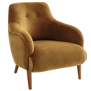 Кресло велюровое золотистого цвета Diaspro Gold  Armchair
