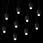 Подвесной светильник черными плафонами на длинных пересекающихся тросах Construction варинант исполнения - 10 | Loft Concept в Челябинске