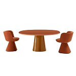 Обеденный стол оранжевый с тонкой столешницей и основанием в виде конуса Viola варинант исполнения - 2 | Loft Concept в Челябинске