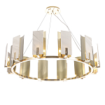 Люстра подвесная круглая с прямоугольными мраморными и золотистыми панелями на металлическом каркасе Диаметр 118 см Marble square Chandelier варинант исполнения - 3 | Loft Concept в Челябинске