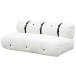 Двухместный диван без подлокотников белый с обивкой букле и ремешками из кожи Blaise Boucle Sofa варинант исполнения - 2 | Loft Concept в Челябинске