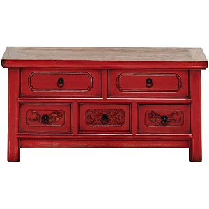 Деревянная ТВ-тумба в китайском стиле с 5-ю выдвижными ящиками Chinese TV Stand Red