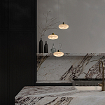 Подвесной светильник с плафоном в виде эллипса из белого алебастра Cryptocrystalline Stone варинант исполнения - 6 | Loft Concept в Челябинске