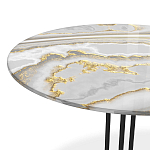 Стол журнальный с круглой столешницей из стекла Gray and Gold Marble варинант исполнения - 3 | Loft Concept в Челябинске