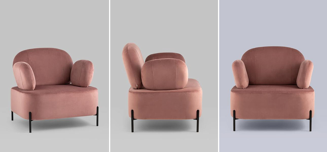 Кресло Color Block пыльно-розовый велюр Кресло Color Block пыльно-розовый велюр - Loft-Concept в Челябинске
