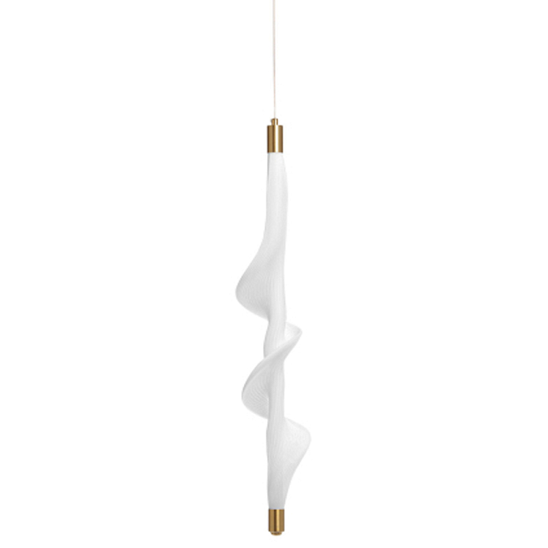 Люстра с белым скрученным плафоном Golden Swirl Белый Латунь в Челябинске | Loft Concept 