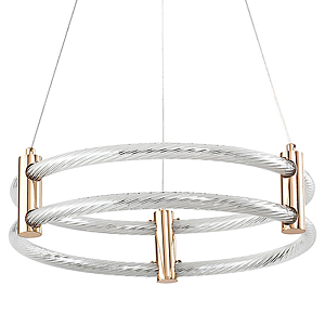 Люстра подвесная светодиодная с 2-мя плафонами в форме колец Lighting Rings Gold