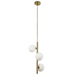 Подвесной светильник с 3-мя сферическими плафонами из матового стекла Pearls Suspension Brass Tube Hanging Lamp варинант исполнения - 2 | Loft Concept в Челябинске