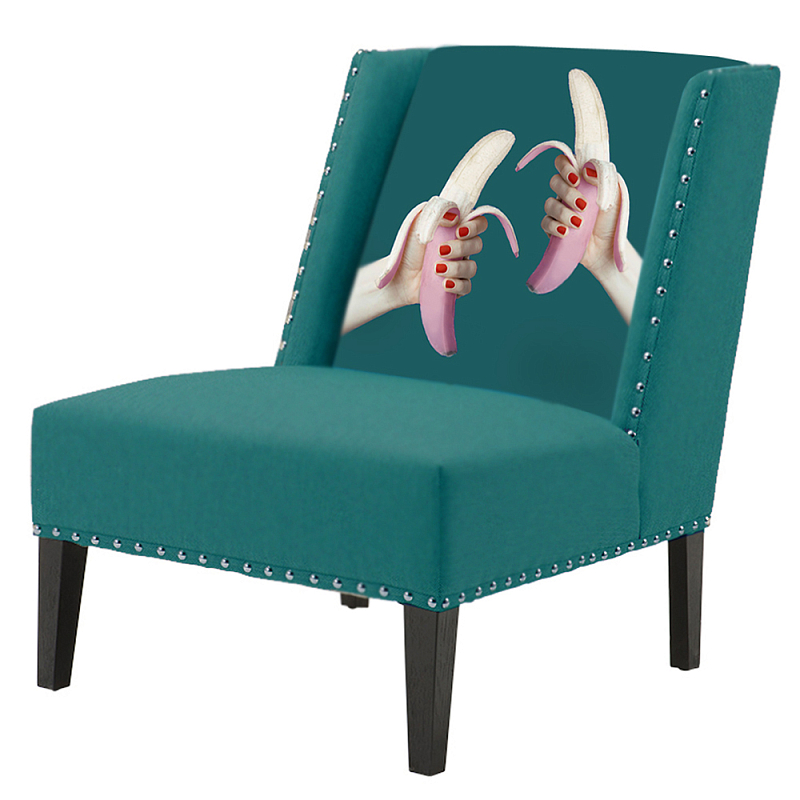 FUN Armchair Two Bananas Turquoise Дизайнерское кресло с цветным принтом Бирюзовый в Челябинске | Loft Concept 