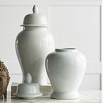 Ваза белая с крышкой однотонная Chinoiserie Ceramics варинант исполнения - 3 | Loft Concept в Челябинске