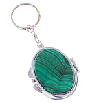 Зеркало брелок карманное двухстороннее из натурального камня Малахит Stone Mirrors варинант исполнения - 1 | Loft Concept в Челябинске