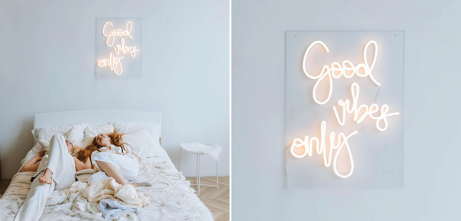 Неоновая настенная лампа Good Vibes Only Neon Wall Lamp Неоновая настенная лампа Good Vibes Only Neon Wall Lamp - Loft-Concept в Челябинске