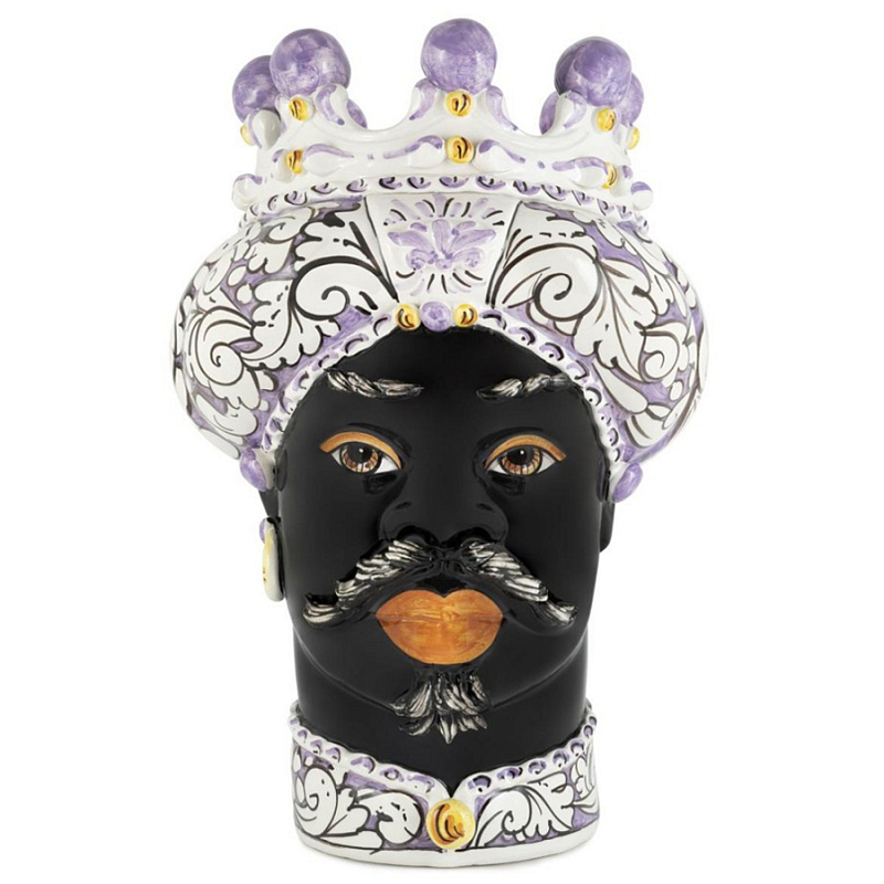 Ваза Vase Moro Man Ornate Violet Черный Фиолетовый Белый Ваза Vase Moro Man Ornate Violet Черный Фиолетовый Белый в Челябинске | Loft Concept