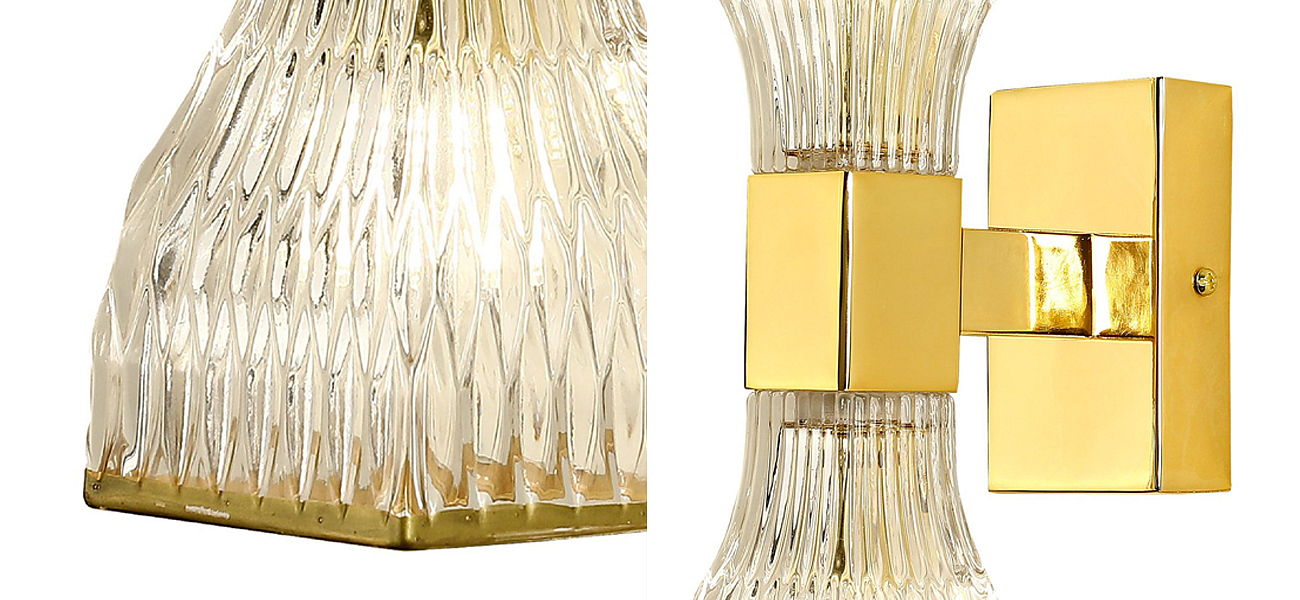 Бра с двумя плафонами из рельефного стекла GLASS HORN Gold Бра с двумя плафонами из рельефного стекла GLASS HORN Gold - Loft-Concept в Челябинске