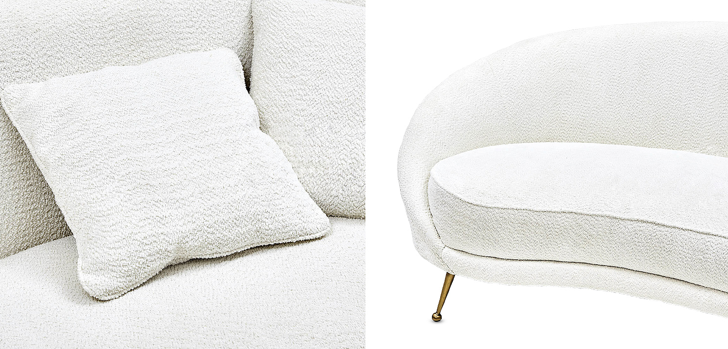 Диван с обивкой из ткани букле Manuel Sofa Белый Диван с обивкой из ткани букле Manuel Sofa Белый - Loft-Concept в Челябинске