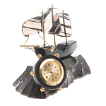 Часы настольные в виде парусника из натурального камня Обсидиан Sailboat Stone Clock варинант исполнения - 5 | Loft Concept в Челябинске