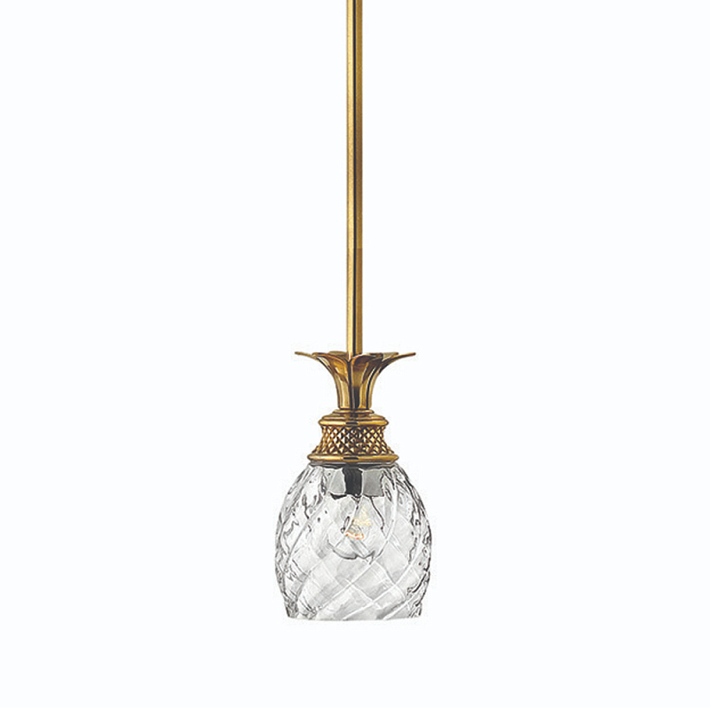 Подвесной светильник цвета латунь с прозрачнымплафоном в форме ананаса Hinkley Латунь Прозрачное Стекло в Челябинске | Loft Concept 