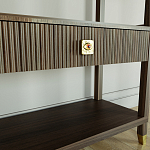 Стеллаж Elsa Dreams Walnut со стеклянными полками и ящиком варинант исполнения - 5 | Loft Concept в Челябинске