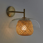 Бра с плафоном из плетенного бамбука Corzine варинант исполнения - 2 | Loft Concept в Челябинске