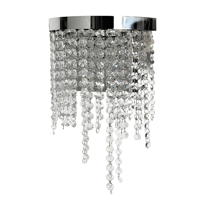 Бра Хром с каскадом сияющих кристаллов Shining Waterfall Хром Прозрачное Стекло в Челябинске | Loft Concept 