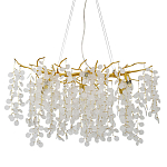 Люстра подвесная с золотистыми ветками и стеклянными подвесками в виде листьев Длина 80 см FAIRYTREE Light варинант исполнения - 1 | Loft Concept в Челябинске