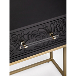 Приставной столик с резным узором на выдвижном ящике Black Table Carved Pattern варинант исполнения - 2 | Loft Concept в Челябинске