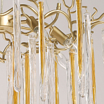 Люстра подвесная золотого цвета с разветвленными ветвями и прозрачными стеклянными подвесками Droplet Chandelier варинант исполнения - 4 | Loft Concept в Челябинске