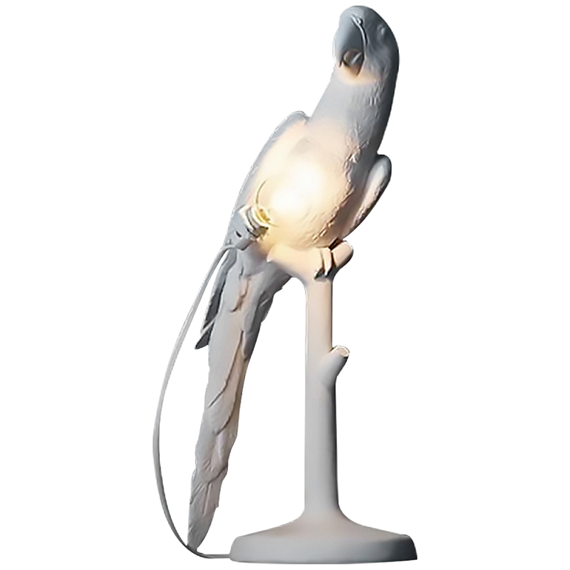 Настольная лампа в виде попугая White Parrot Table Lamp Белый в Челябинске | Loft Concept 