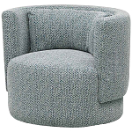 Дизайнерское мягкое кресло с круглой мягкой спинкой в голубой пестрой обивке Roux Round Armchair варинант исполнения - 1 | Loft Concept в Челябинске