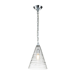 Подвесной светильник с прозрачным рельефным стеклянным плафоном в форме конуса Feiss варинант исполнения - 2 | Loft Concept в Челябинске