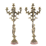 Подсвечники из бронзы на 10 свечей на подставке из камня креноид Stone Candlestick варинант исполнения - 1 | Loft Concept в Челябинске