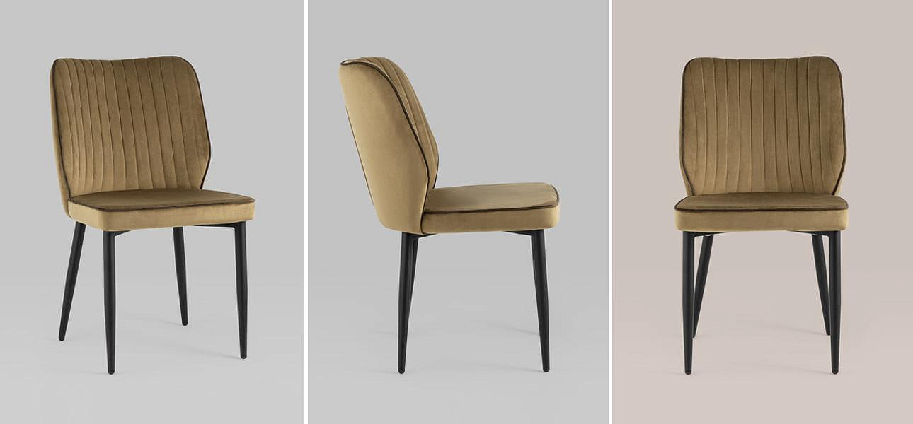 Стул Lawrence Chair Велюр Карамель Коричневый кант Стул Lawrence Chair Велюр Карамель Коричневый кант - Loft-Concept в Челябинске
