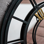 Зеркало настенное в чёрной металлической раме в виде часов Mirror Tower Clock варинант исполнения - 2 | Loft Concept в Челябинске