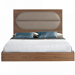 Кровать двуспальная с высоким изголовьем из дерева и подушек из экокожи Modern Look варинант исполнения - 3 | Loft Concept в Челябинске