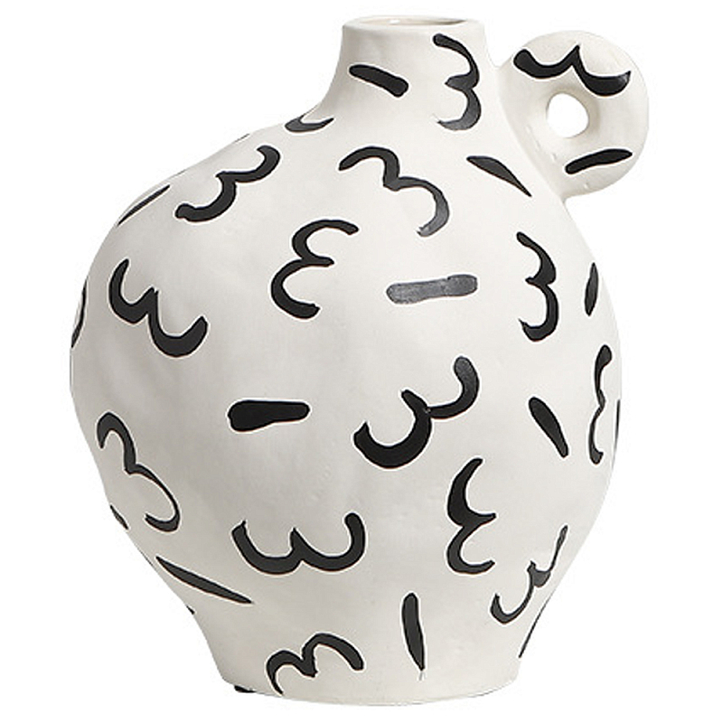 Декоративная ваза White Doodle Vase S Белый Черный Декоративная ваза White Doodle Vase S Белый Черный в Челябинске | Loft Concept