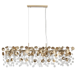 Люстра линейная с подвесками в форме монеток и золотистыми круглыми элементами из металла в виде лепестков FAIRYTREE Light варинант исполнения - 2 | Loft Concept в Челябинске