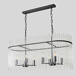 Люстра подвесная овальная со стеклянными прозрачными трубками и металлическим каркасом черного цвета Nembus варинант исполнения - 2 | Loft Concept в Челябинске