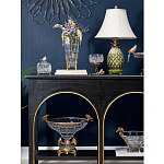 Ваза из прозрачного стекла с бронзовыми ножками и фигурками попугаев Eden Garden porcelain and bronze варинант исполнения - 5 | Loft Concept в Челябинске