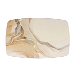 Обеденный стол с прямоугольной бежевой столешницей из стекла на 4-х деревянных ножках Beige Marble варинант исполнения - 2 | Loft Concept в Челябинске