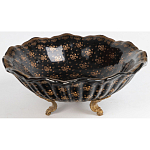 Блюдо черного цвета из фрафора на бронзовых ножках Eden Garden porcelain and bronze варинант исполнения - 1 | Loft Concept в Челябинске