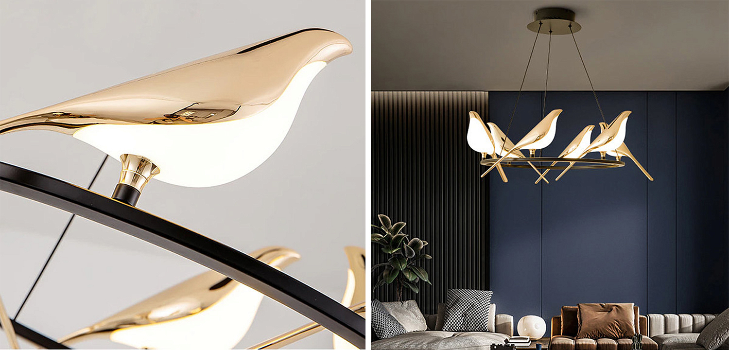 Люстра с золотыми птичками круглая NOMI Chandelier Six birds Round Люстра с золотыми птичками круглая NOMI Chandelier Six birds Round - Loft-Concept в Челябинске