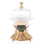 Икорница с декором "Три рыбки" с гравировкой и натуральным камнем Нефрит Decorative Cavair Dishes варинант исполнения - 7 | Loft Concept в Челябинске