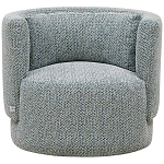 Дизайнерское мягкое кресло с круглой мягкой спинкой в голубой пестрой обивке Roux Round Armchair варинант исполнения - 3 | Loft Concept в Челябинске