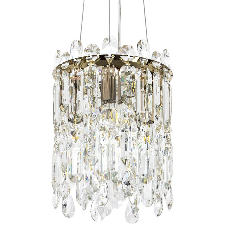 Подвесной светильник с хрустальными подвесками Roul Crystal Round Hanging Lamp Прозрачное Стекло Глянцевое золото Подвесной светильник с хрустальными подвесками Roul Crystal Round Hanging Lamp Прозрачное Стекло Глянцевое золото в Челябинске | Loft Concept
