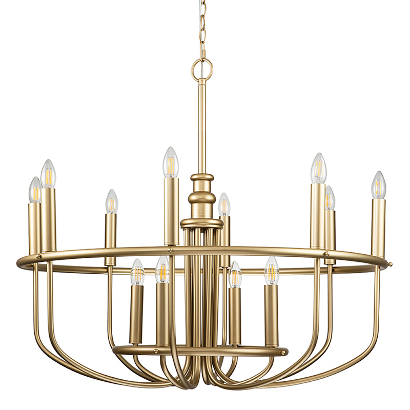  Люстра круглая двухъярусная цвета латунь с 12-ю лампами Kichler Латунь в Челябинске | Loft Concept 