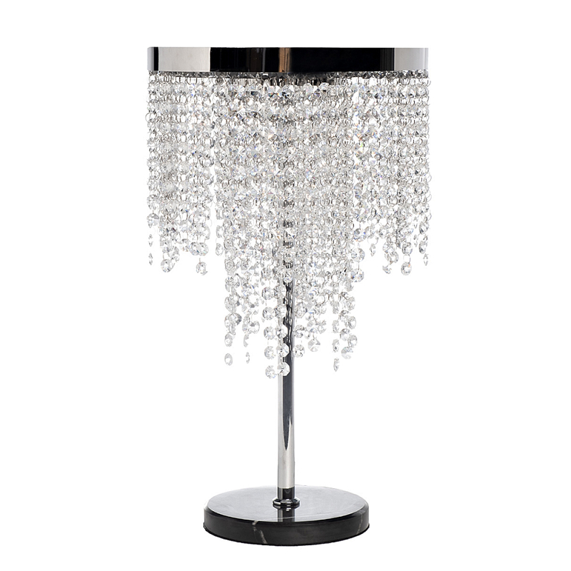 Лампа настольная Хром с каскадом сияющих кристаллов Shining Waterfall Хром Прозрачный в Челябинске | Loft Concept 