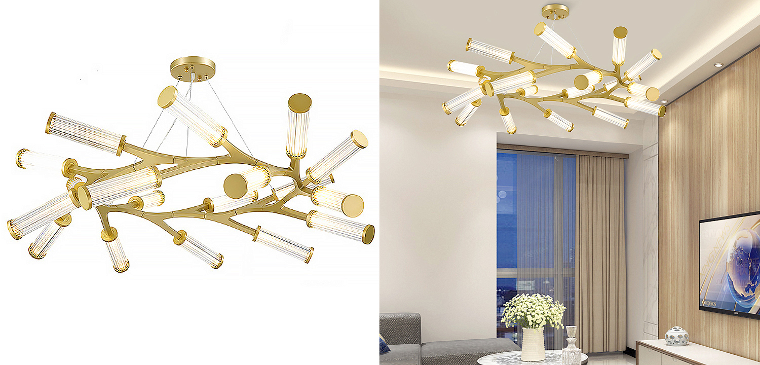 Люстра Cylinder Branches Chandelier Ring Gold Люстра Cylinder Branches Chandelier Ring Gold - Loft-Concept в Челябинске
